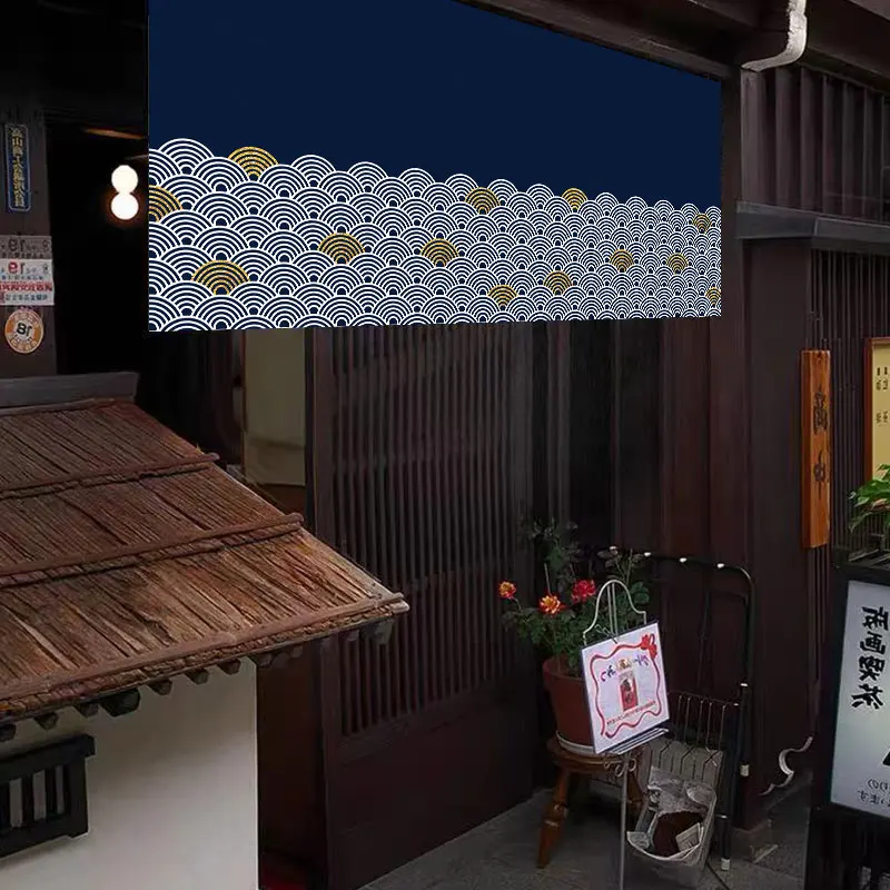 Commercial Printing Shop - 商業用横型ドアカーテン,高級ゴールドパーティション,ハーフカーテン,和風,ショップ