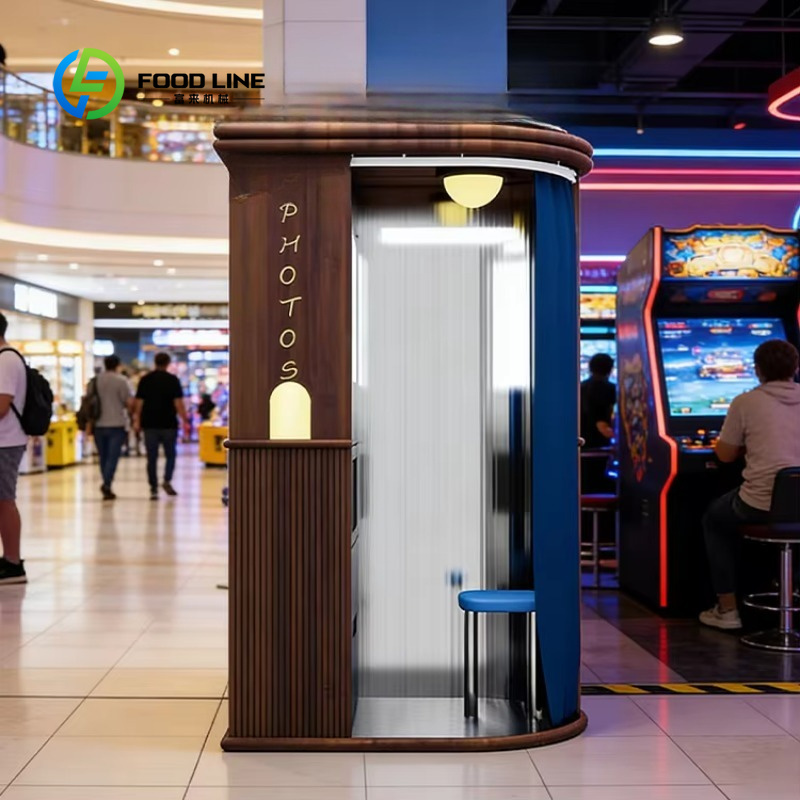 Commercial Printing Shop - ショッピングモール向け商業用卸売業者向けのカスタム密閉型フォトブース、北欧ヴィンテージデザインの屋内インスタントプリントキオスク
