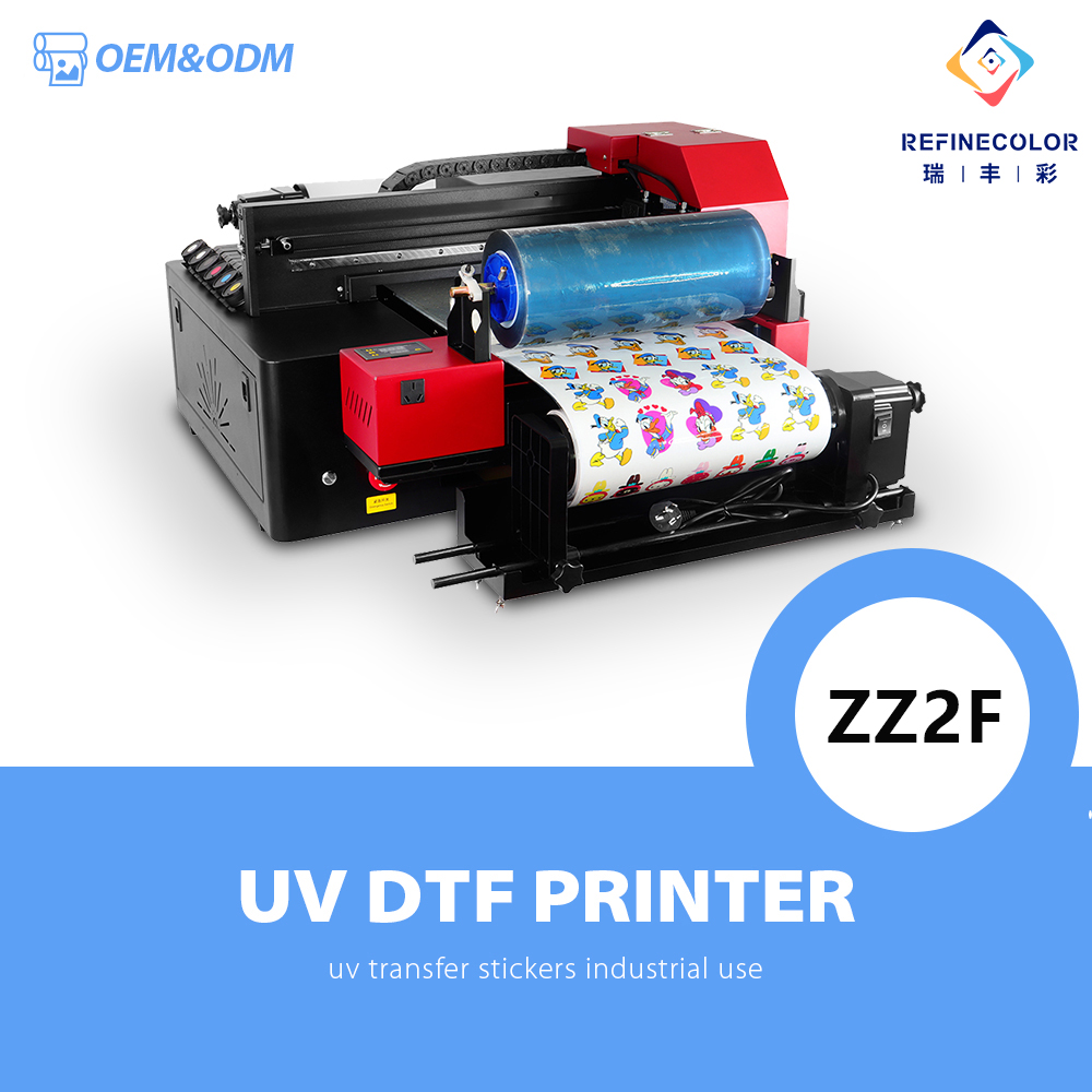 Commercial Dtf Printing - Refinecolor A3+ 業務用UV DTFプリンター ダブルエプソンF1080インクジェットプリントヘッド CMYK+WW/6色ニスインクシステム